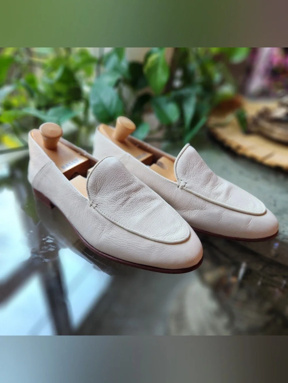 Antonio Melani Fedella Ivory Cream Leather Venetian Slip On Loafers Shoes 6.5
